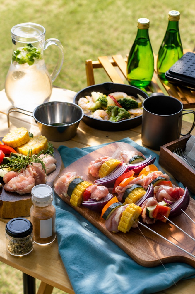 デッキで楽しむバーベキューの食材